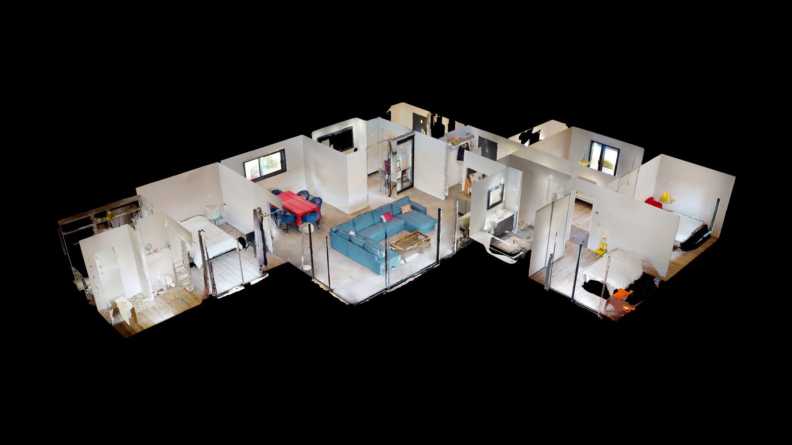 Plan Dollhouse 3D d'un maison au Cap Ferret. Immersion garantie